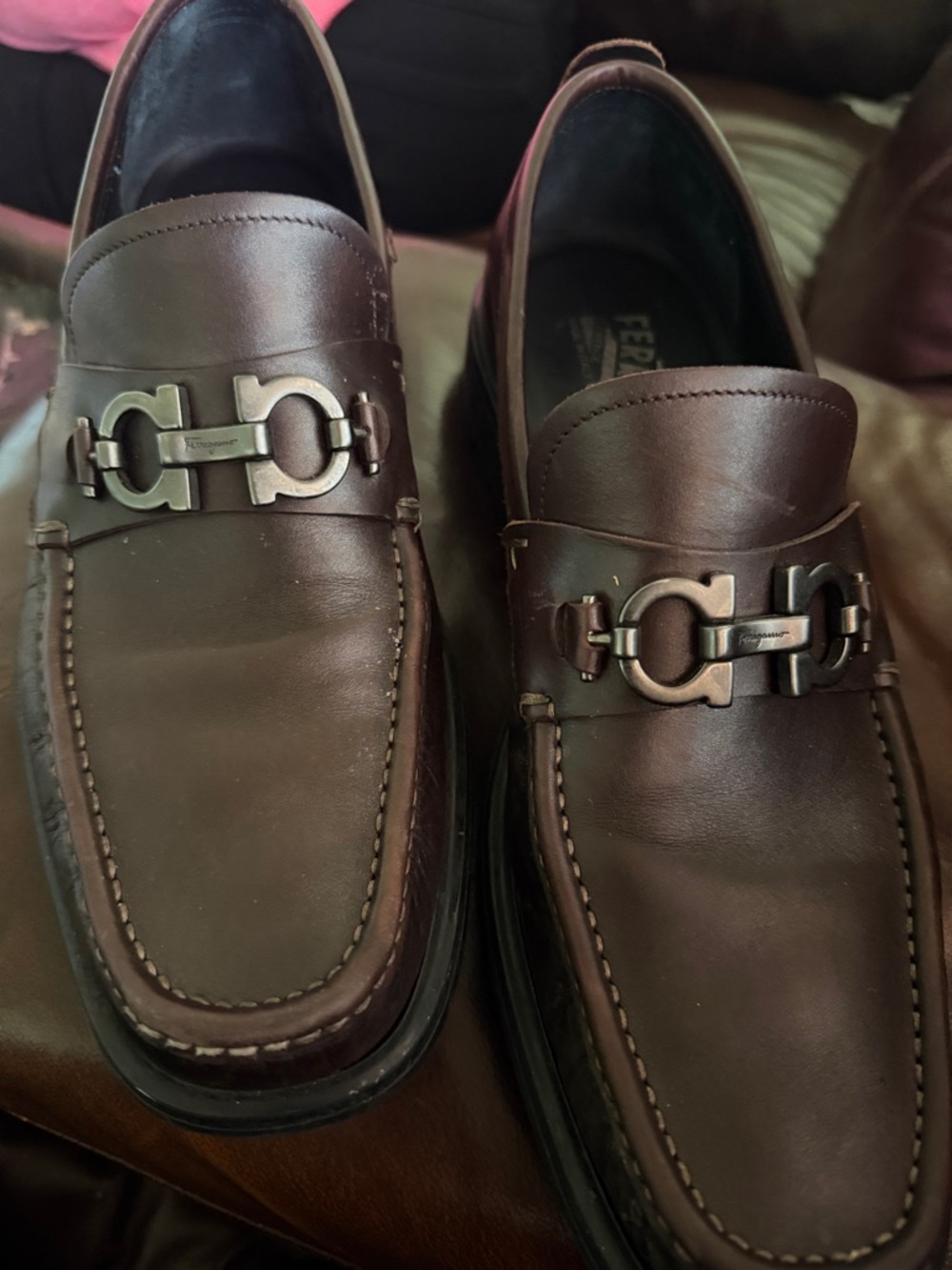 Salvatore Ferragamo Chocolate Brown Leather Gancini Bit Loafers